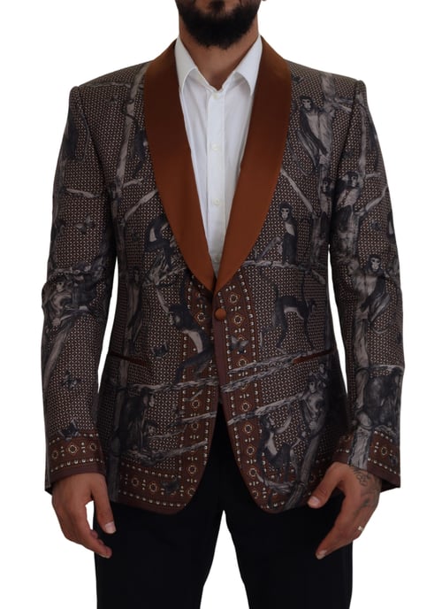 Monkey Print Blazer Brown - Image 1