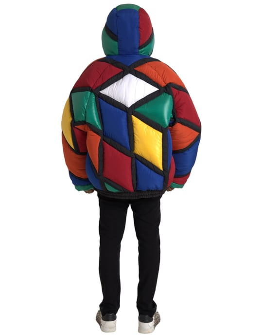 Geometric Patchwork Puffer Jacket - Image 3