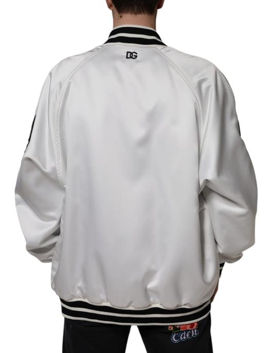 Dg Varsity Satin Bomber Jacket - Image 4