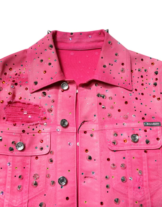 Rosa Denimjacka med kristallbesättning - Image 5