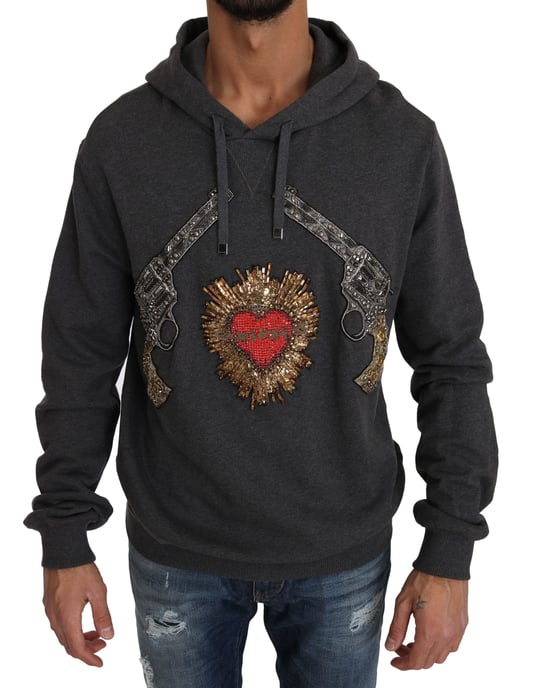 Versierde Katoenen Hoodie Geweren En Hart - Image 1