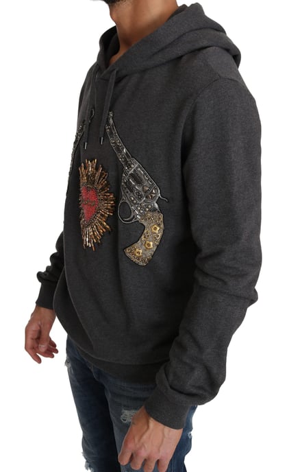 Versierde Katoenen Hoodie Geweren En Hart - Image 2
