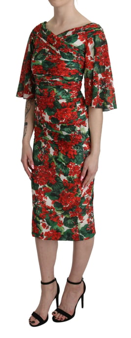 Bloemenjersey Jurk Geraniumprint Midi Jurk - Image 2