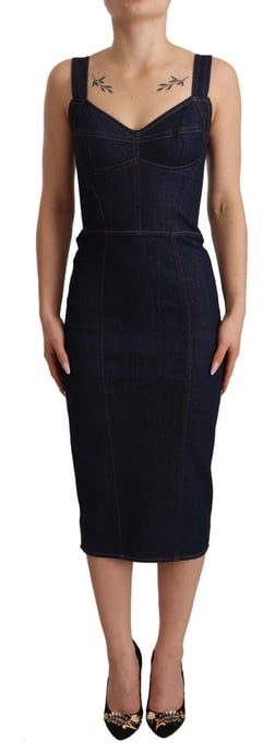 Denim Pencil Dress Sleeveless Midlength - Image 1