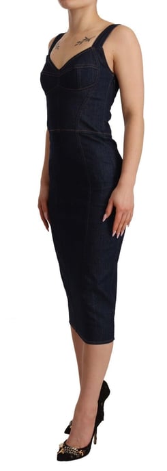 Denim Pencil Dress Sleeveless Midlength - Image 2