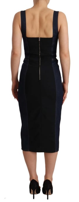 Denim Pencil Dress Sleeveless Midlength - Image 3