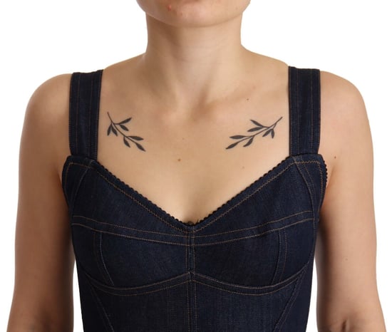 Denim Pencil Dress Sleeveless Midlength - Image 4