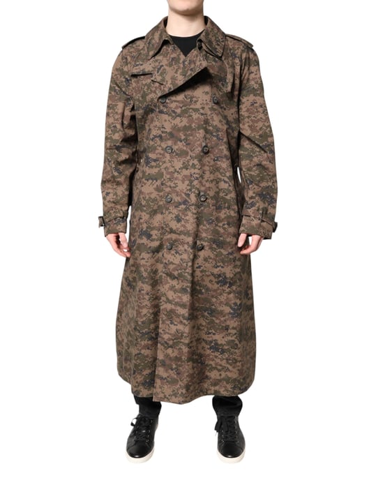 Longline Camo Trench Coat - Image 2