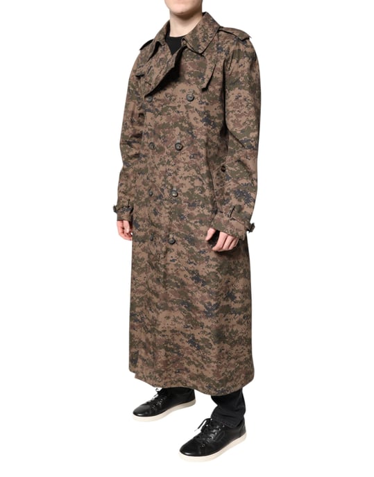 Longline Camo Trench Coat - Image 3