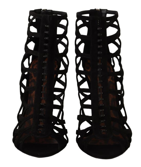 Cage Sandals Black Suede Heels - Image 2