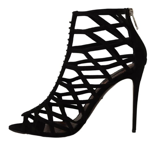 Cage Sandals Black Suede Heels - Image 5