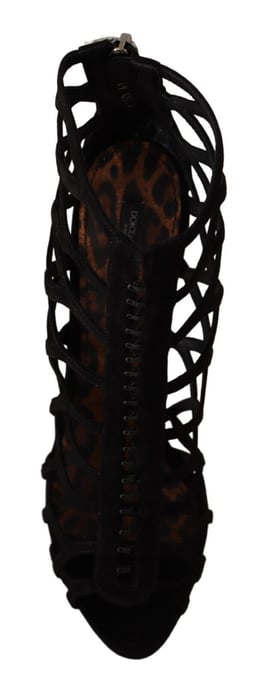 Cage Sandals Black Suede Heels - Image 6