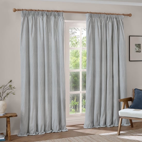 Yard Hebden 100% Cotton Pencil Pleat Curtain Pair, Mineral Blue, 168 x 137cm - Image 2
