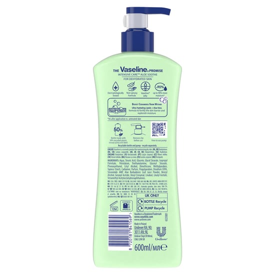 Vaseline Intensive Care Aloe Soothe Body Lotion, 3 pack, 600ml for Dry Skin Care - Image 6