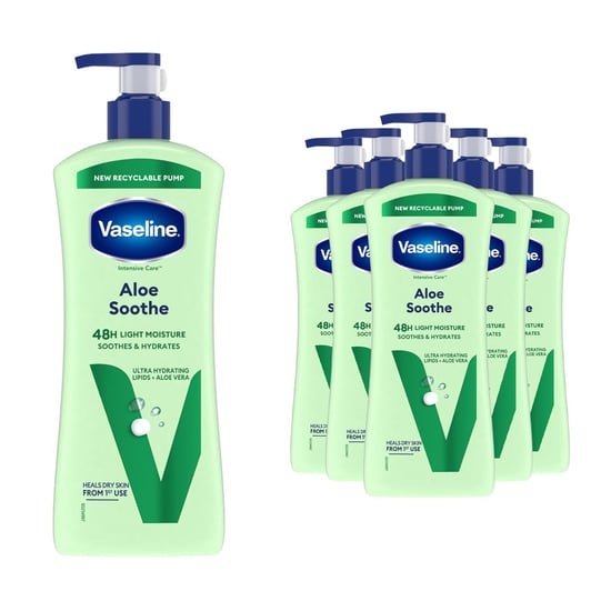 Vaseline Intensive Care Aloe Soothe Body Lotion, 6 pack, 600ml for Dry Skin Care - Image 1
