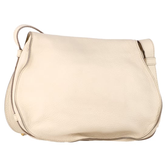 Chloé Marcie Saddle Bag in Ivory Calfskin Leather - Image 3