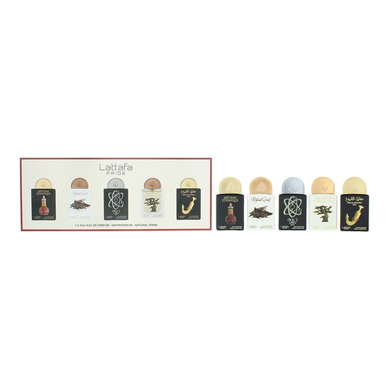 Lattafa Pride Artisan Ethnique, Natural Oud, Tharwah Silver, Eternal Oud, Ishq Al Shuyukh Gold Eau de Parfum 5 x 20ml - Image 1