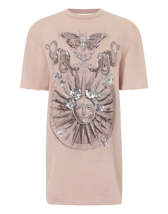 Öppen rygg T-shirtklänning med fjärilstatuering - Image 1