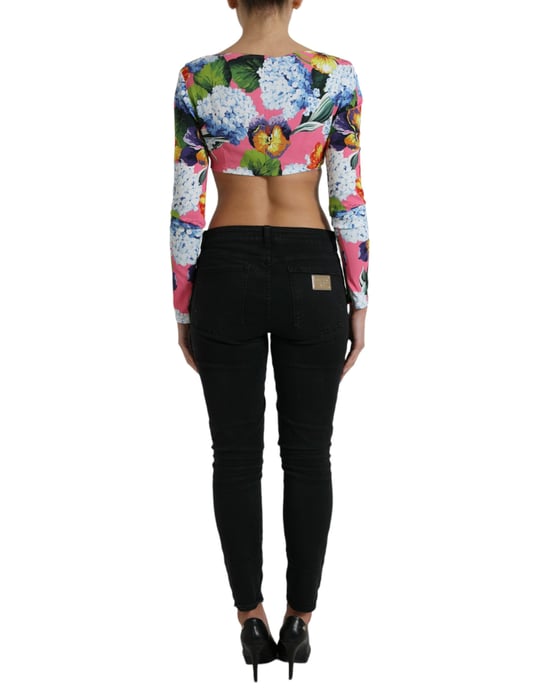 Bloemige Korte Top met Lange Mouwenstijl - Image 3