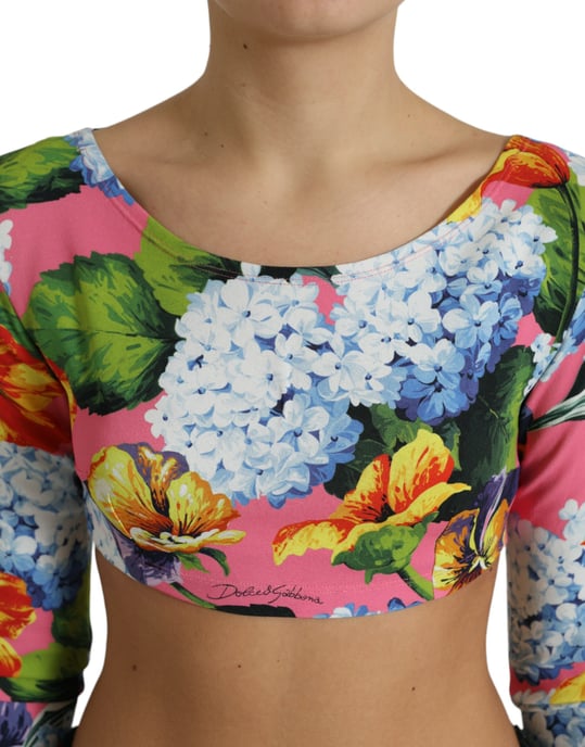 Bloemige Korte Top met Lange Mouwenstijl - Image 4