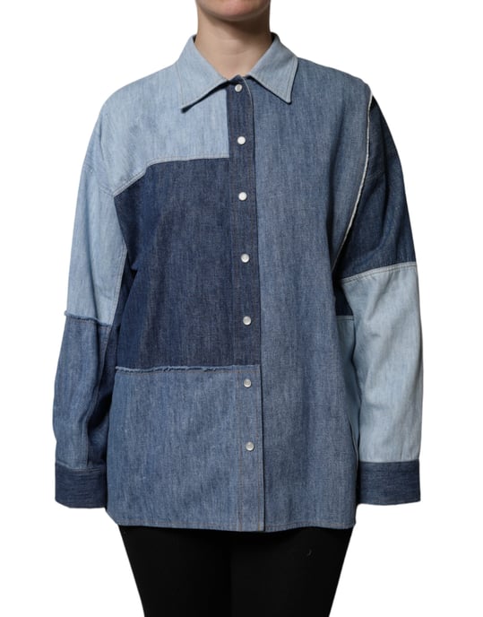 Patchwork Denim Shirt Lange Mouwen - Image 1