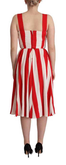 Dolce Gabbana Röd Vit Randig A-linje Klänning - Image 3