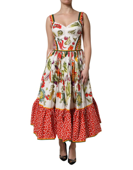 Groene Print Ruffle Midi Jurk - Image 2