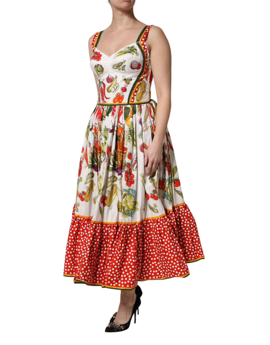 Groene Print Ruffle Midi Jurk - Image 3