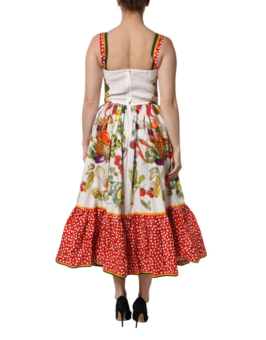 Groene Print Ruffle Midi Jurk - Image 4