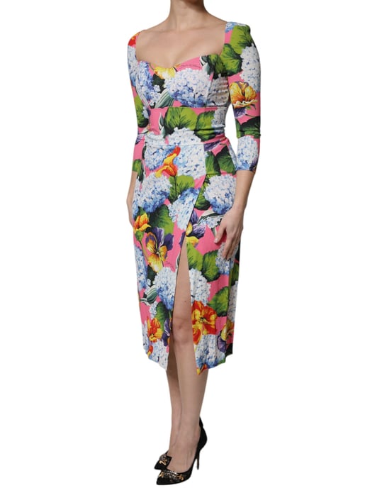 Bloemenprint Midi-jurk met Zijsplit - Image 3
