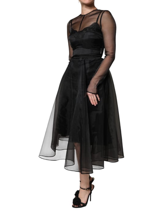 Black Aline Midi Dress - Image 3