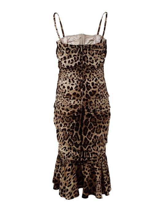 Leopardmönstrad Fodrad Midiklänning - Image 4