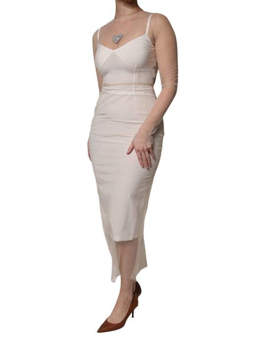 Mesh Overlay Midi-jurk - Image 3