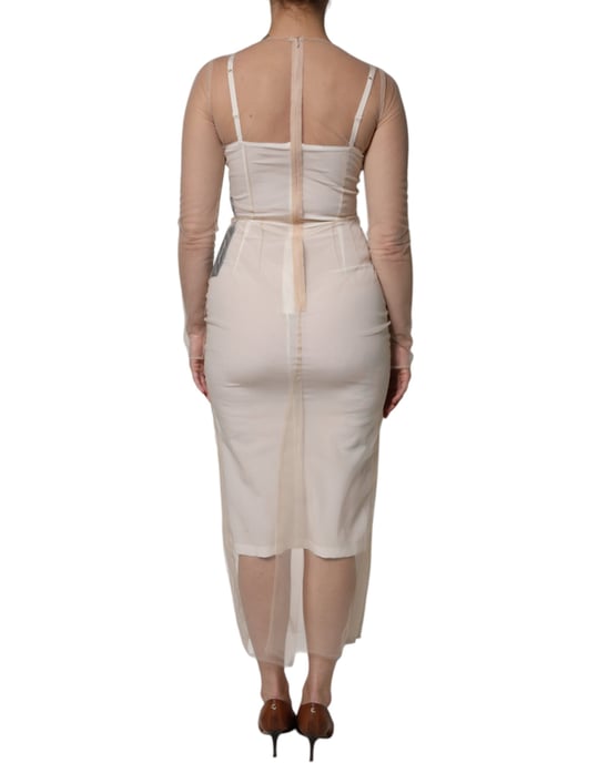 Mesh Overlay Midi-jurk - Image 4