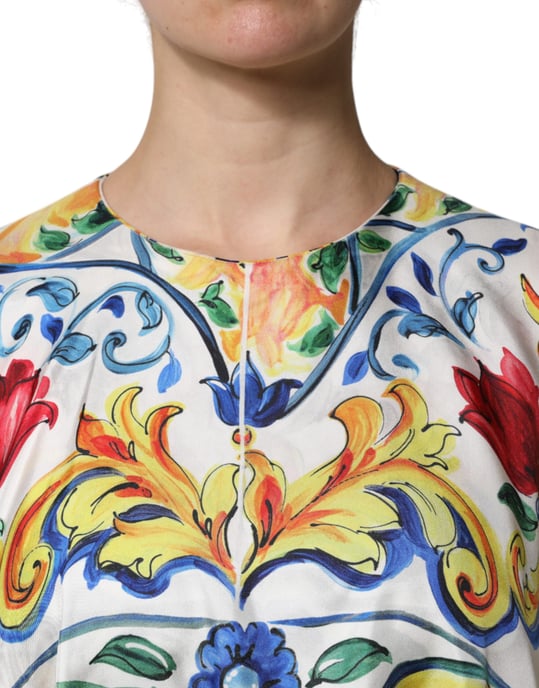 Majolica Print Fringe Midi Jurk - Image 6