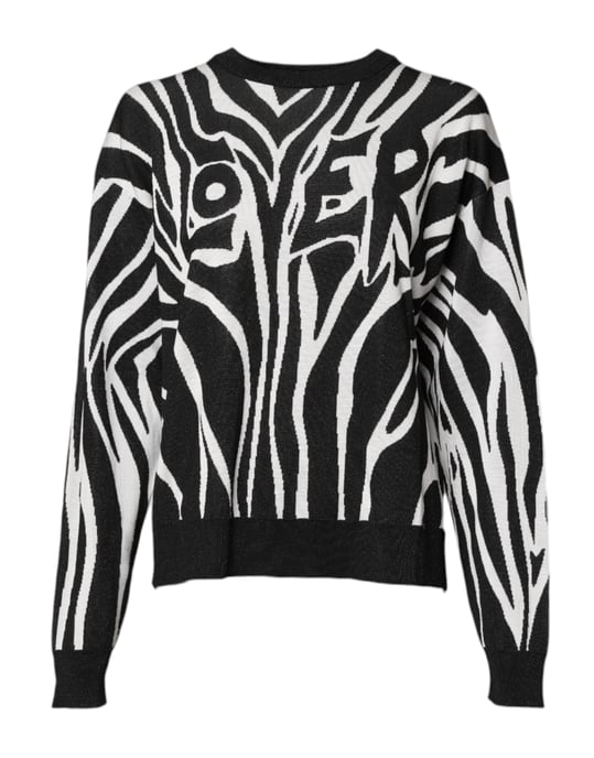 Zebra Print Knit Pullover Sweater - Image 1