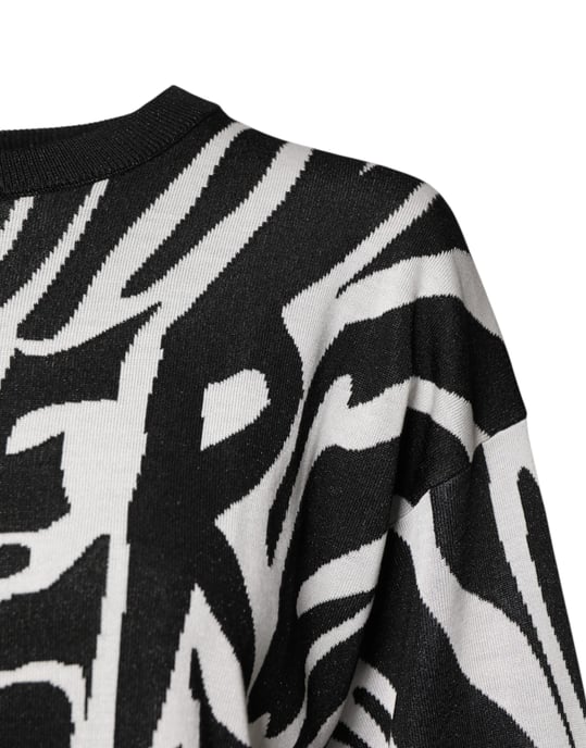 Zebra Print Knit Pullover Sweater - Image 3