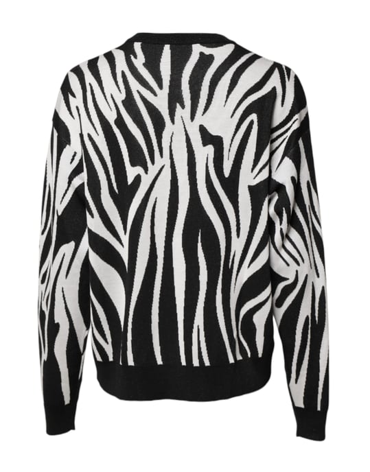 Zebra Print Knit Pullover Sweater - Image 4