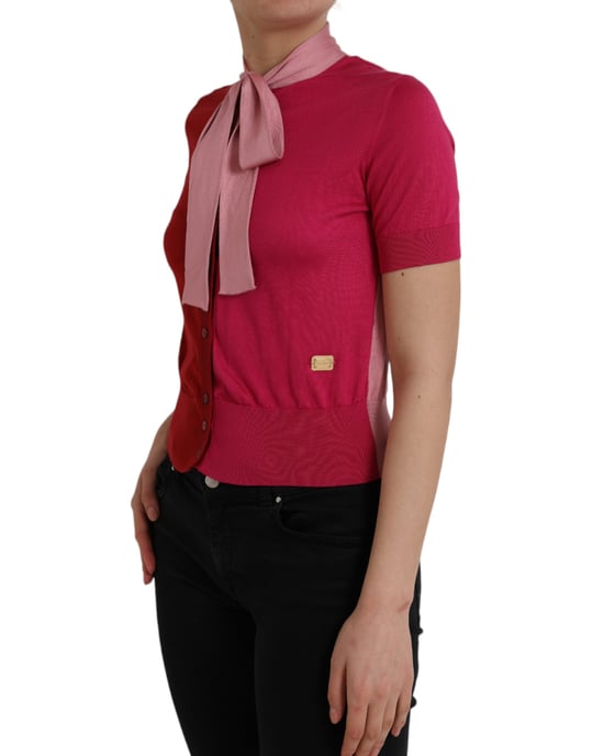 Dolce Gabbana Knit Top Short Sleeves Bow Tie - Image 2