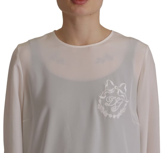 Dolce Gabbana Silk Blouse Long Sleeve Round Neck - Image 3