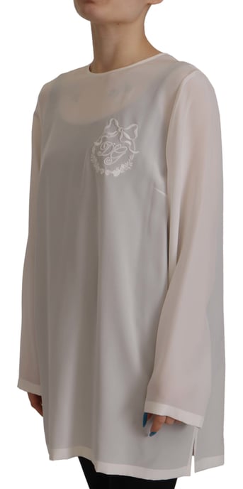 Dolce Gabbana Silk Blouse Long Sleeve Round Neck - Image 4