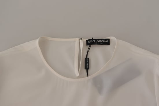 Dolce Gabbana Silk Blouse Long Sleeve Round Neck - Image 5