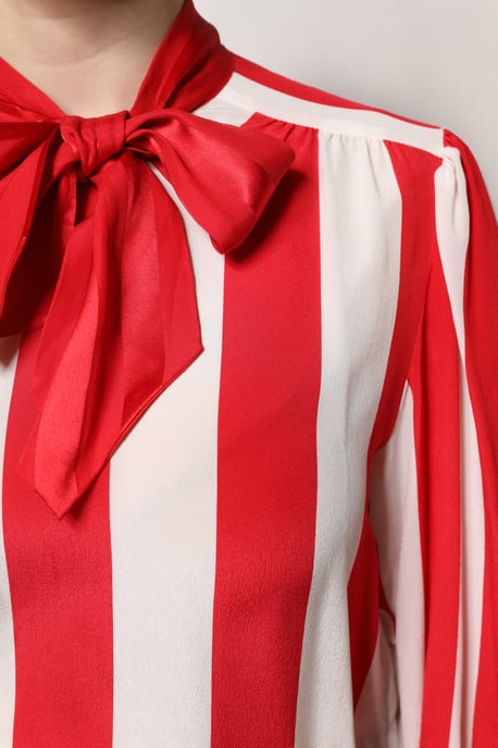 Silk Blouse With Bow Tie Neck - Image 6