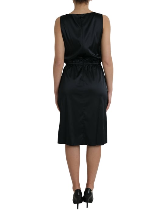 Satin Sleevloze Jurk met Kantnek - Image 4
