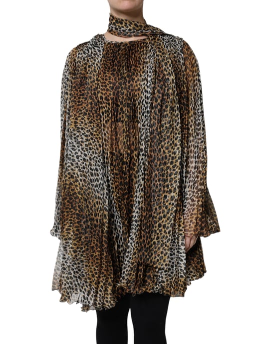 Leopardprint Plooirok Mini Jurk - Image 1