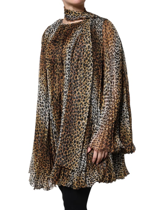 Leopardprint Plooirok Mini Jurk - Image 3