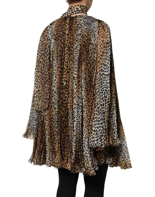 Leopardprint Plooirok Mini Jurk - Image 5