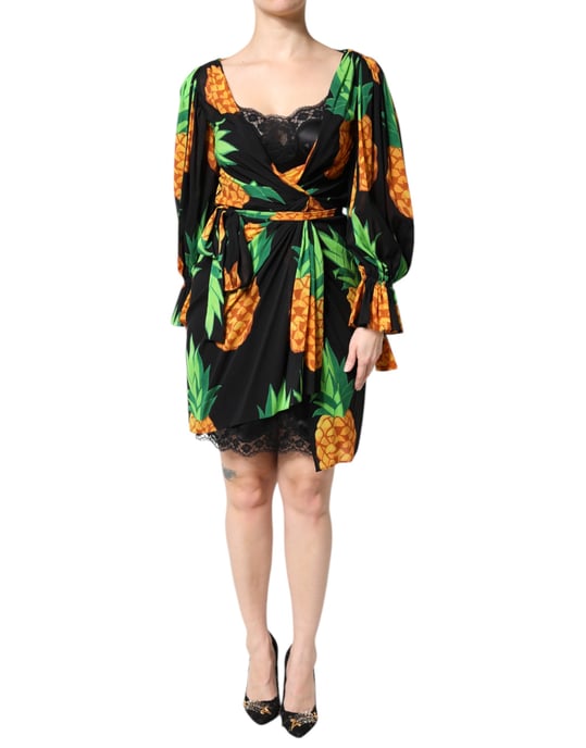 Ananastryckt omslagsklänning - Image 2