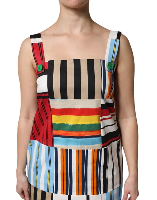Patchwork Gestreepte Mini Jurk - Image 5