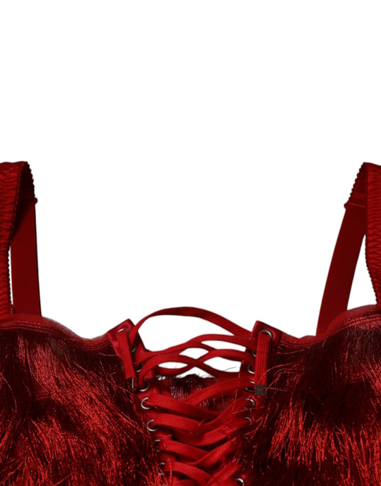 Fringed Mini Dress Red Laceup - Image 6